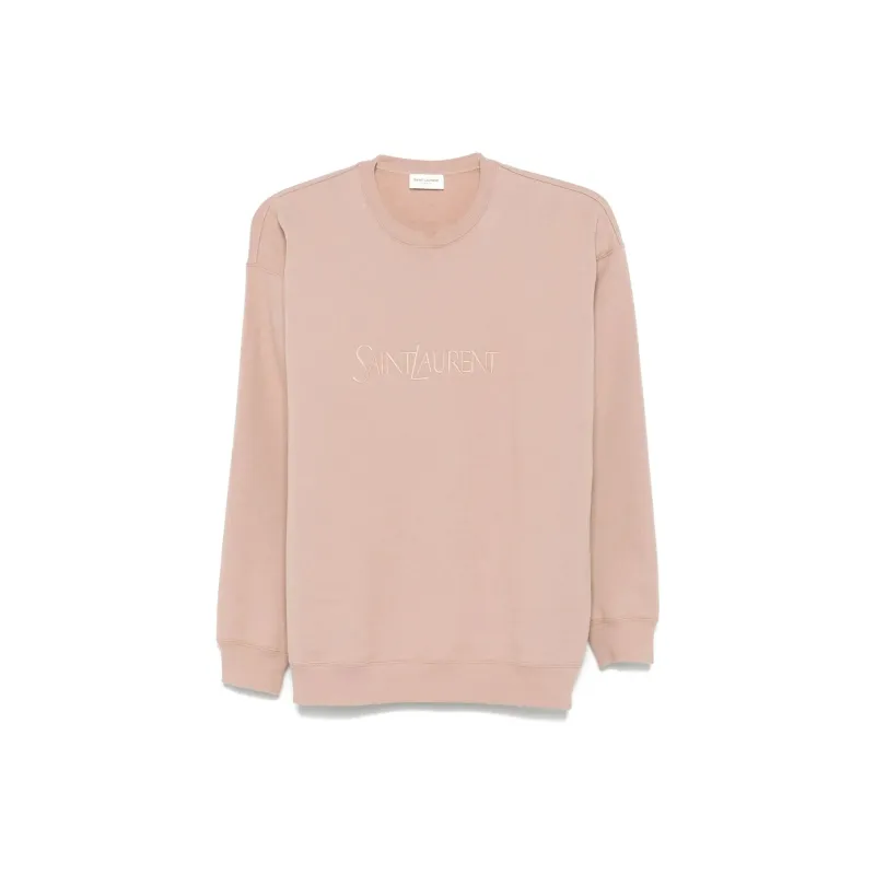 Saint Laurent Cotton Logo Sweatshirt-Pink-WOMEN sold by Siebentaschen