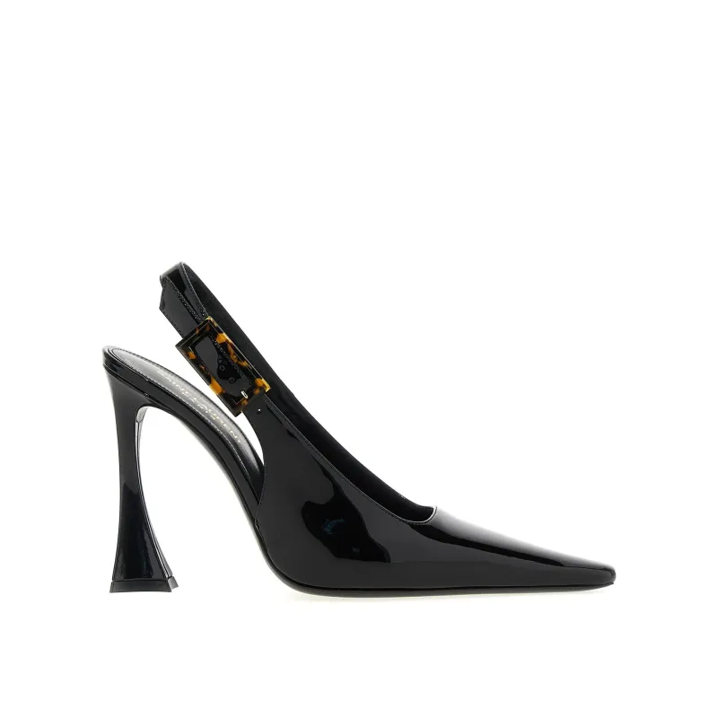 Saint Laurent 'Dune' Leather Slingback Pumps-Black-WOMEN made by Siebentaschen