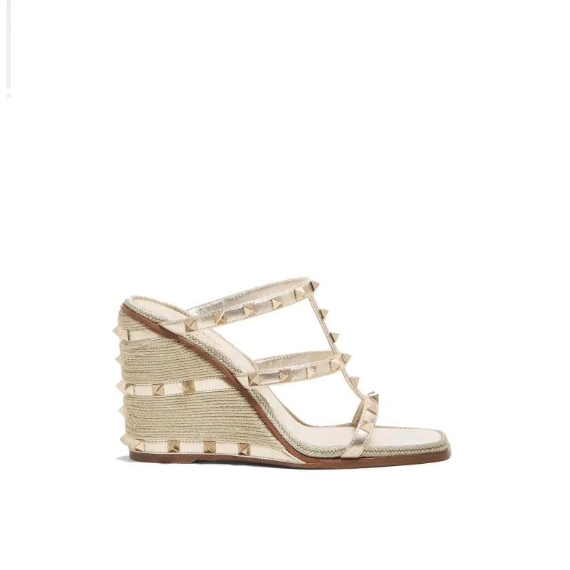 Valentino Garavani Rockstud Wedge Mules sold by Siebentaschen