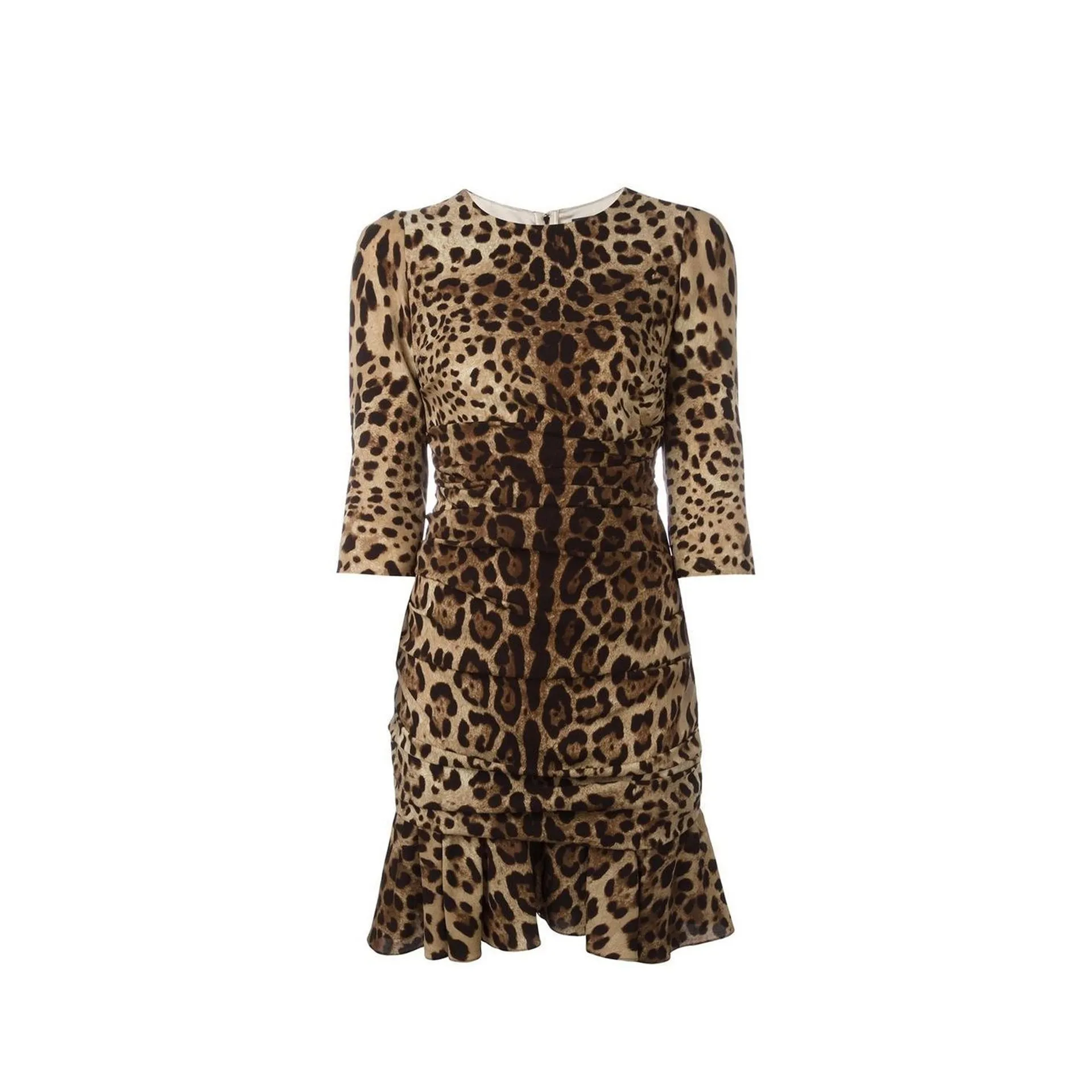 Dolce & Gabbana Silk Leopard Ruched Dress sold by Siebentaschen