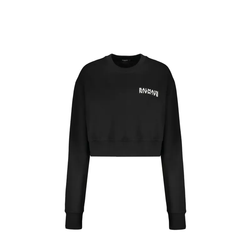 Balmain cropped logo sweatshirt sold by Siebentaschen