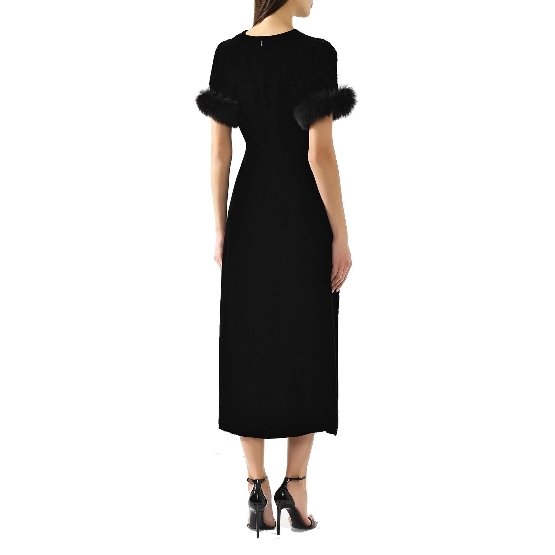 Fendi Fur Trim Velvet Midi Dress sold by Siebentaschen product image thumbnail 3