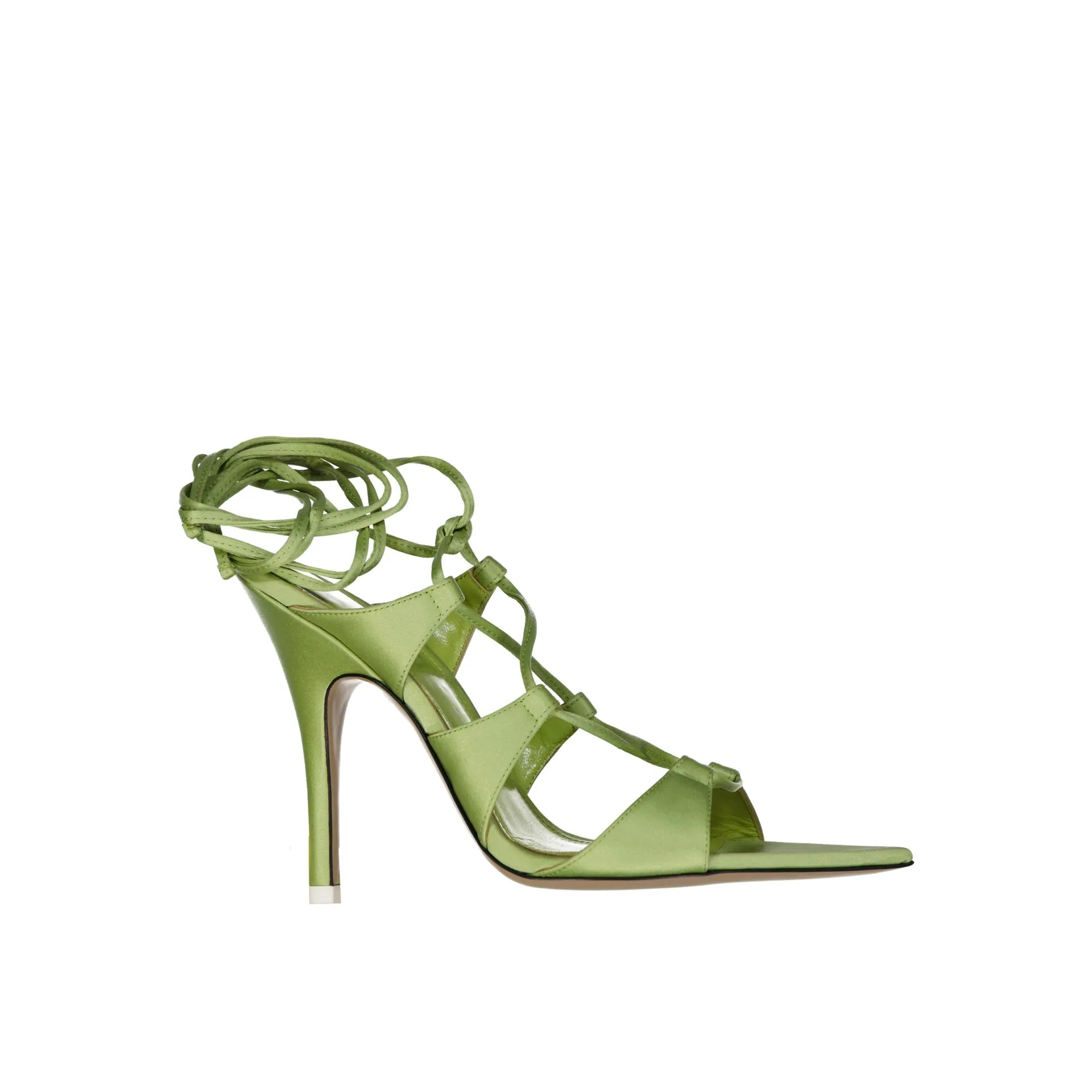 The Attico Reneè Satin Sandals sold by Siebentaschen