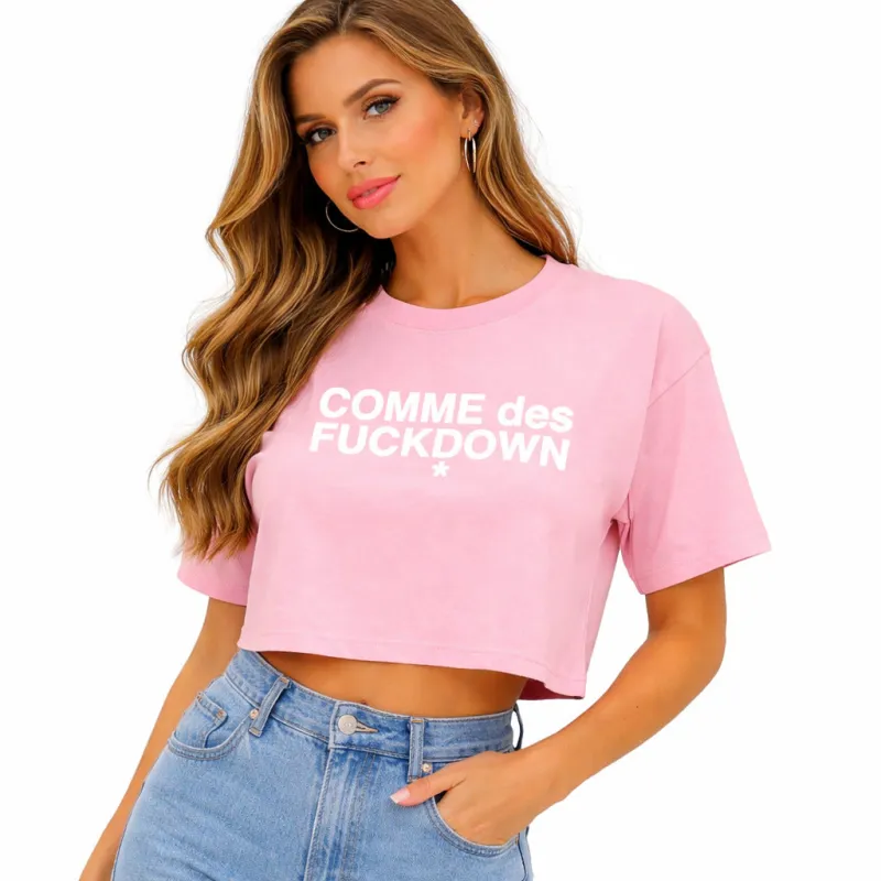 Comme Des Fuckdown Woman Cropped T-Shirt Pink made by Siebentaschen