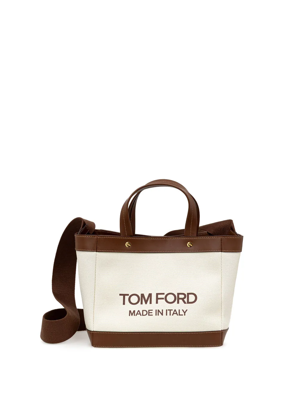 Tom Ford Ivory White Canvas T-Screw Tote Bag sold by Siebentaschen