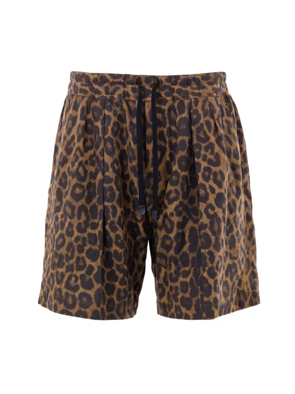 Tom Ford Men's Leopard Print Soft Shorts with Drawstring made by Tom Ford