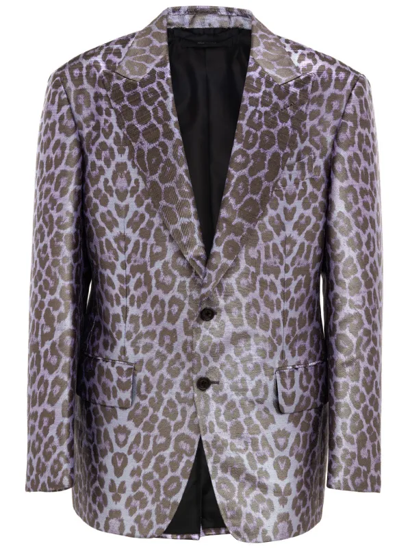 Tom Ford Men's Purple Leopard Print Single-Breasted Jacket made by Tom Ford