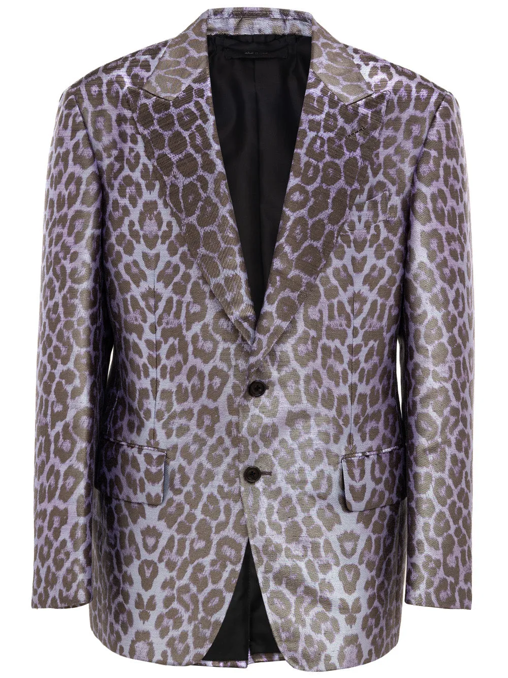 Tom Ford Men's Purple Leopard Print Single-Breasted Jacket sold by Siebentaschen