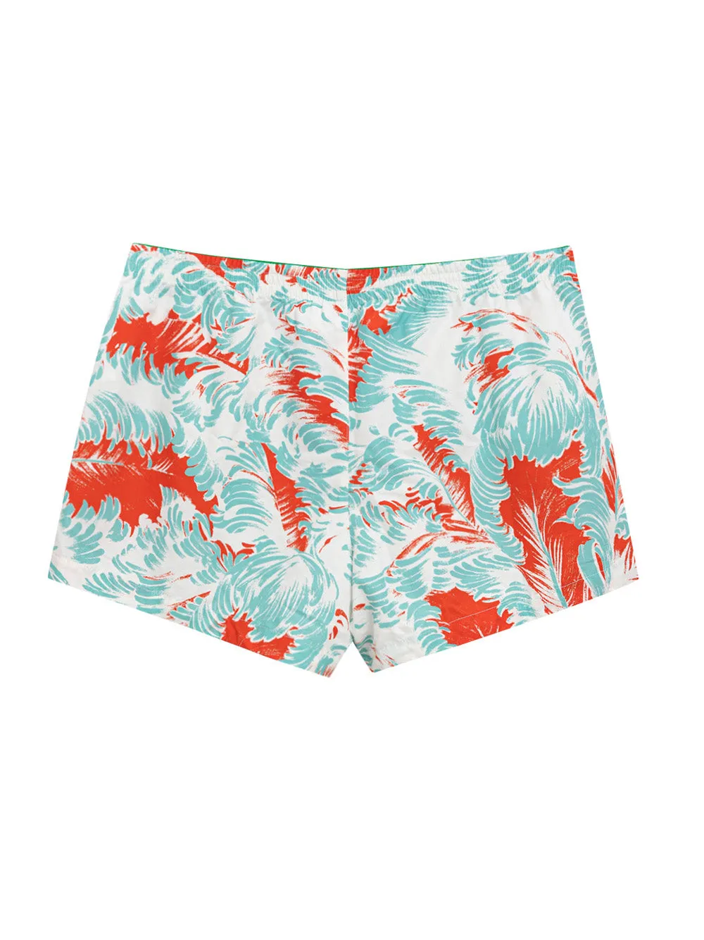 Bottega Veneta Feather Print Swim Shorts in Red and Blue sold by Siebentaschen product image thumbnail 2