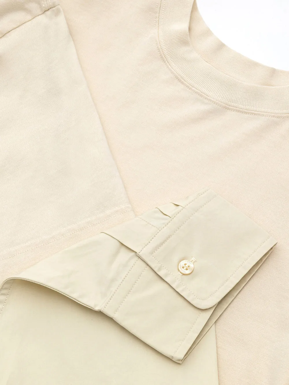 Balenciaga Cream Oversized Layered T-Shirt with Logo Embroidery sold by Siebentaschen product image thumbnail 3