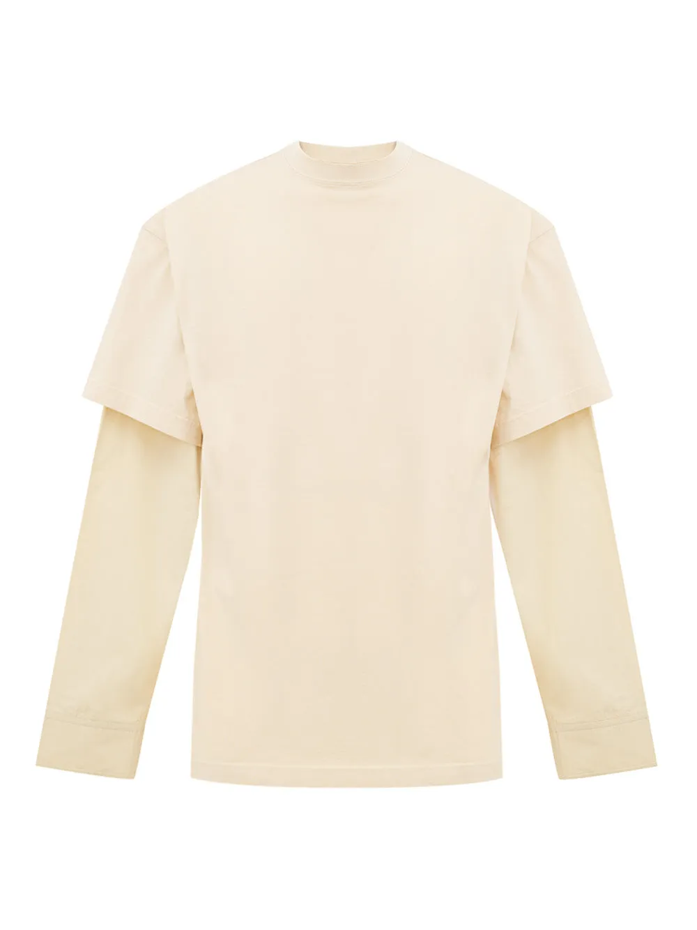 Balenciaga Cream Oversized Layered T-Shirt with Logo Embroidery sold by Siebentaschen