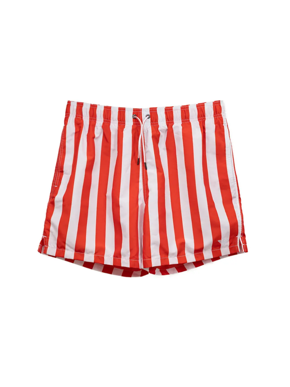 Emporio Armani Men's Red and White Stripe Swim Shorts sold by Siebentaschen