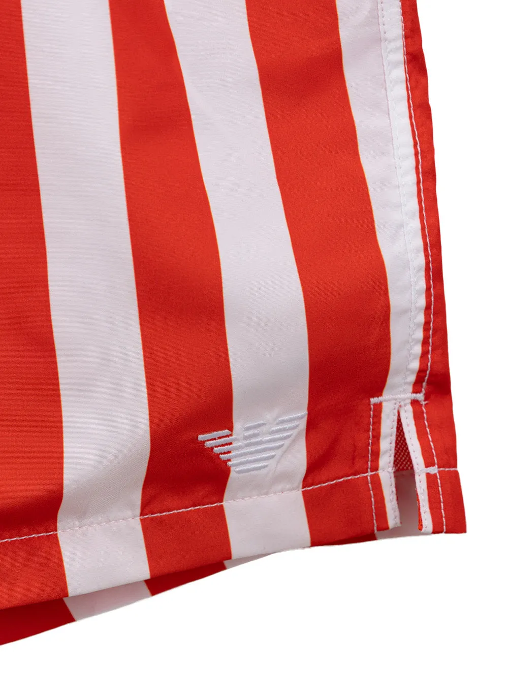 Emporio Armani Men's Red and White Stripe Swim Shorts sold by Siebentaschen product image thumbnail 4