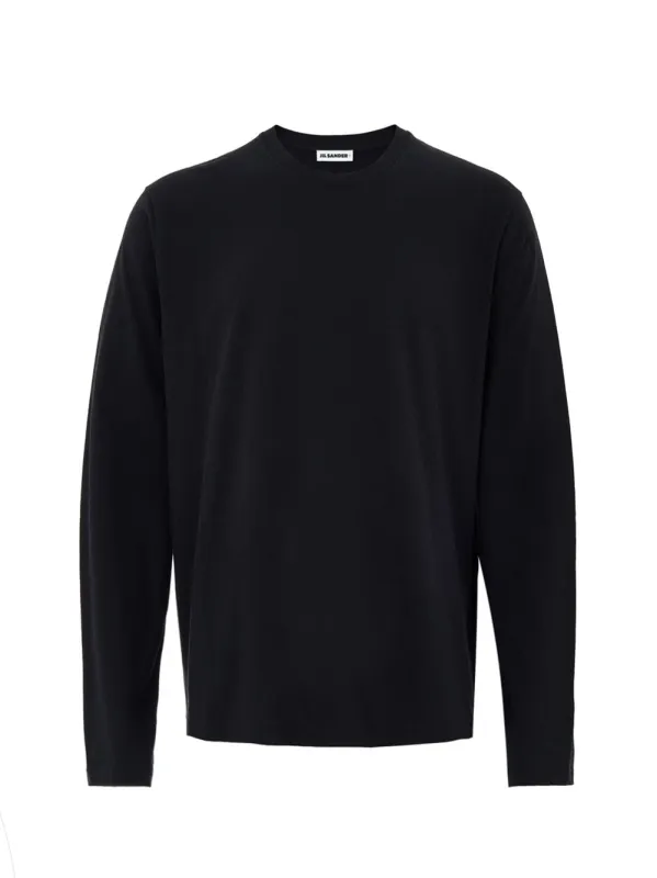 Black Long Sleeve T-Shirt with Jil Sander Embroidery Logo made by Jil Sander