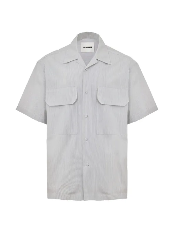 Jil Sander Blue Micro-Stripe Boxy-Fit Short-Sleeve Shirt made by Jil Sander