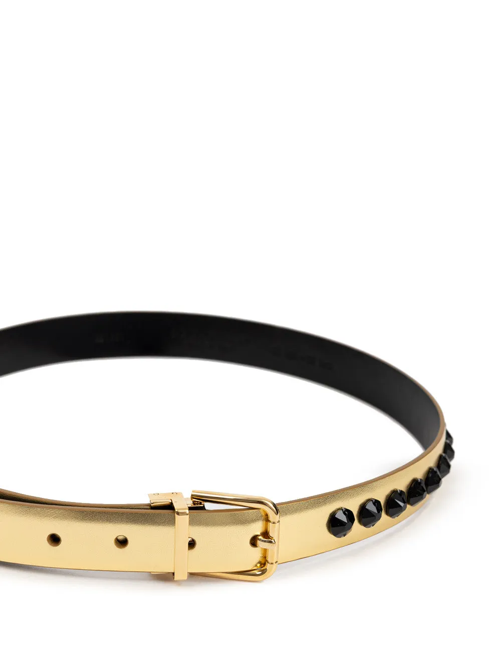 Dolce & Gabbana Gold Leather Belt with Black Crystal Embellishments sold by Siebentaschen product image thumbnail 2
