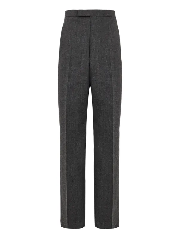Thom Browne Men's Grey Wool High-Waist Tailored Trousers made by Thom Browne
