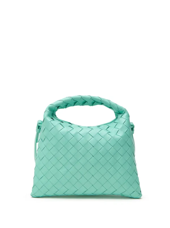 Bottega Veneta Mini Hop Bag in Turquoise Intrecciato Leather made by Bottega Veneta