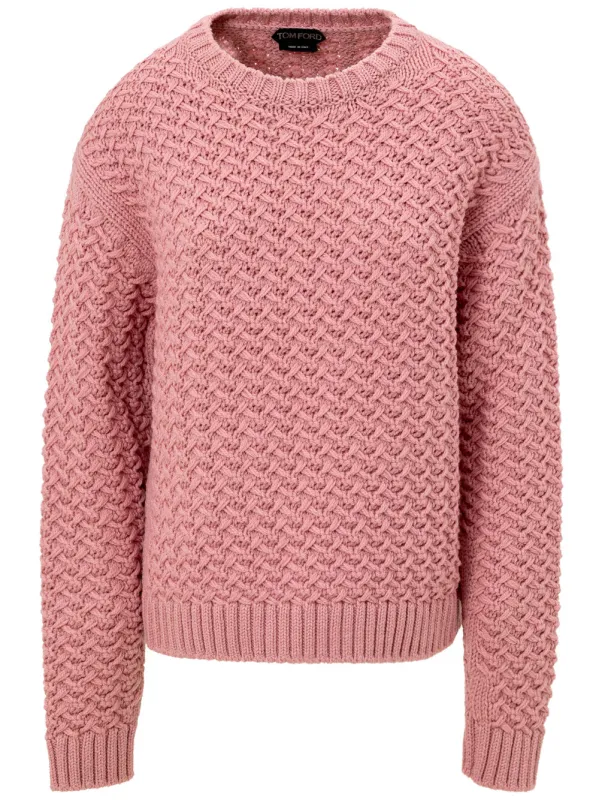 Tom Ford Pink Cable-Knit Virgin Wool Sweater – Women made by Tom Ford