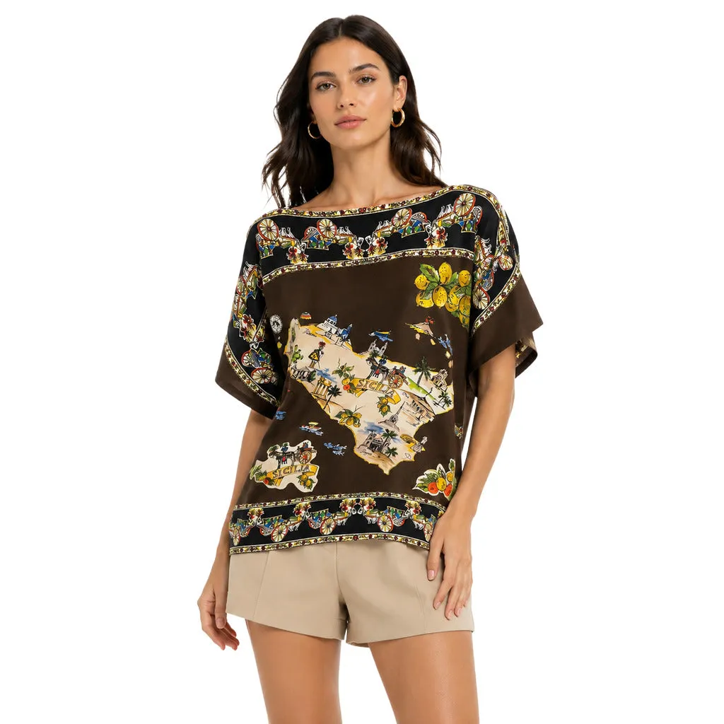 Dolce & Gabbana Woman Blusa Tema Sicilian Blouse Multicolor sold by Siebentaschen