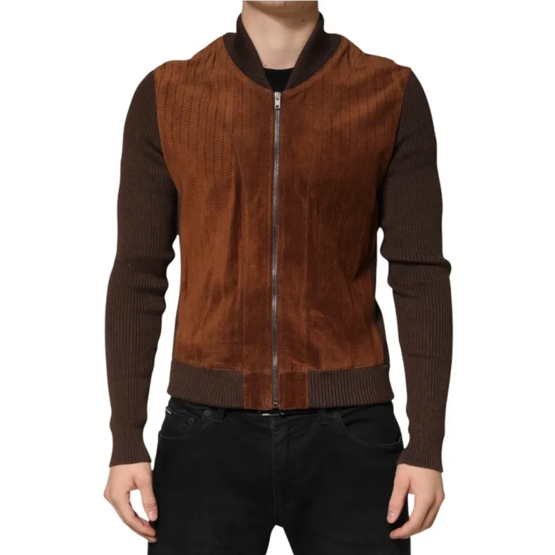 Dolce & Gabbana Man Velvet Calfskin Jacket Brown made by Dolce & Gabanna