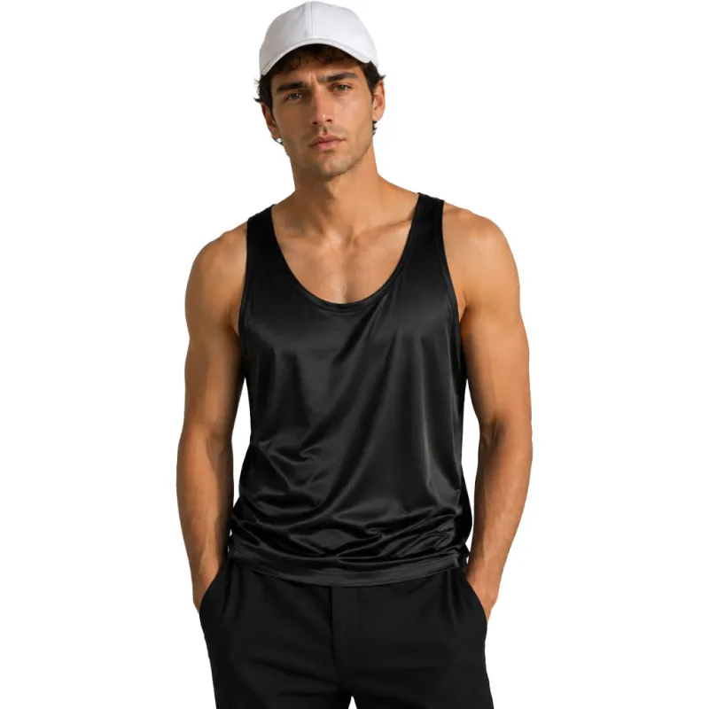 Dolce & Gabbana Man Tank Top Silk Blue made by Dolce & Gabanna