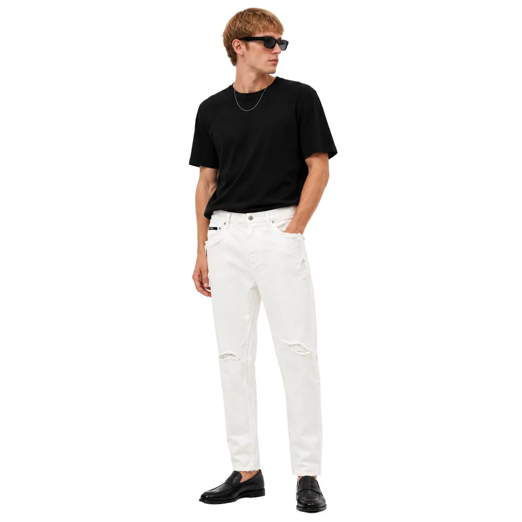 Dolce & Gabbana Man Trousers Distressed White sold by Siebentaschen