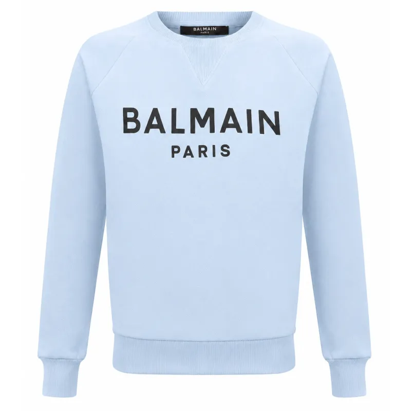 felpa girocollo azzurra made by Balmain