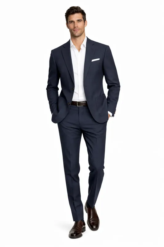 Loro Piana Fabric Man Suit Wool Blue made by Siebentaschen