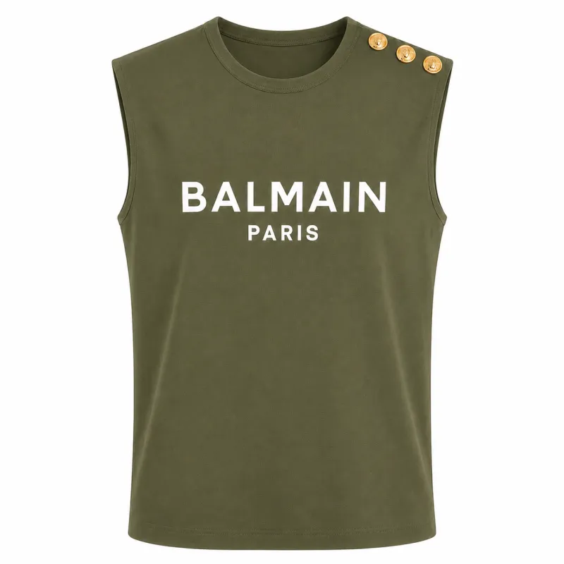 canotta verde logo made by Balmain