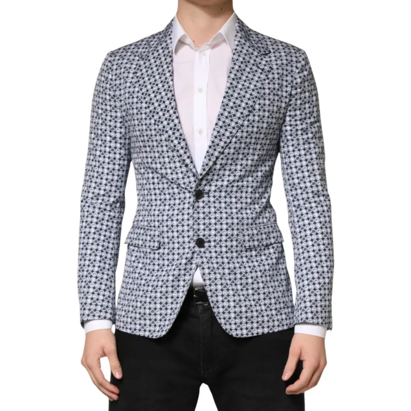 Dolce & Gabbana Man Blazer Patterned Single Breasted Blue made by Dolce & Gabanna