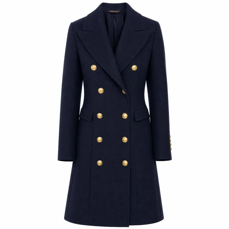 Loro Piana Fabric Woman Coat Blue made by Siebentaschen