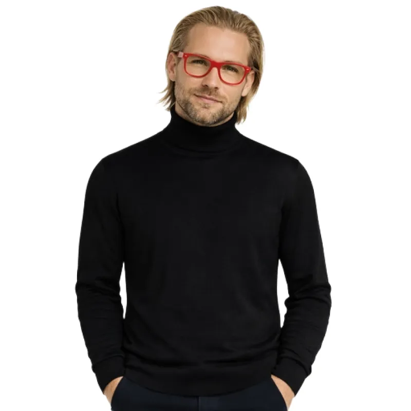 Emilio Romanelli Man Knit Turtleneck Gauge Black made by Siebentaschen