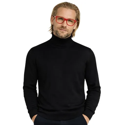 Emilio Romanelli Man Knit Turtleneck Gauge Black sold by Siebentaschen