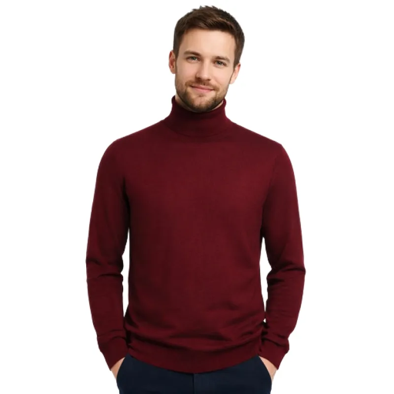 Emilio Romanelli Man Knit Turtleneck Gauge Red made by Siebentaschen