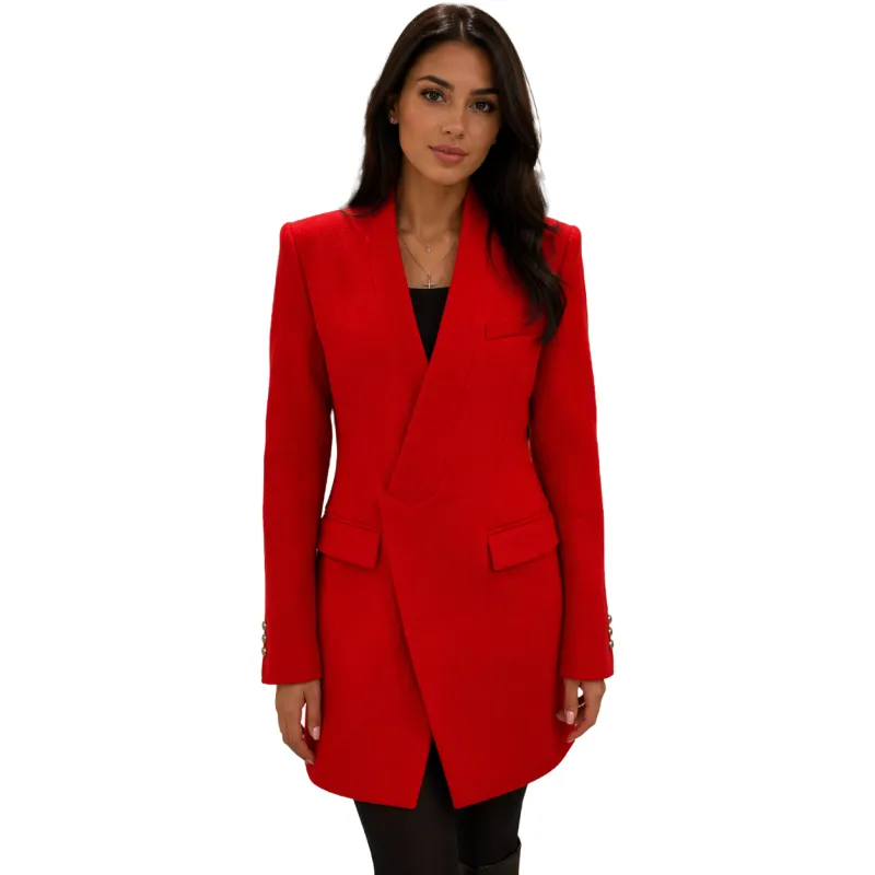 Balmain Woman Coat Single-Breasted Red made by Balmain