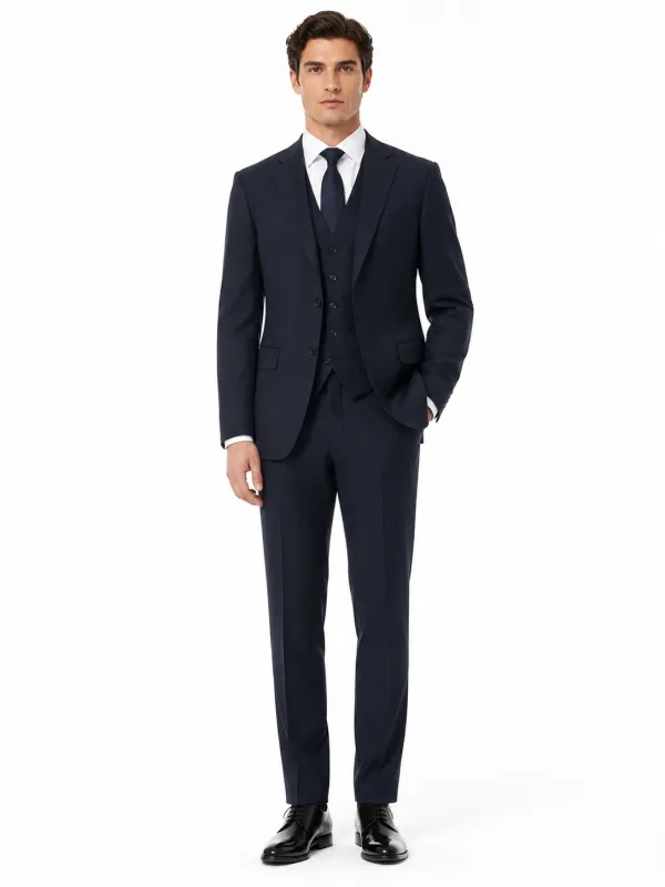 Loro Piana Fabric Man Suit Wool Navy Blue made by Siebentaschen
