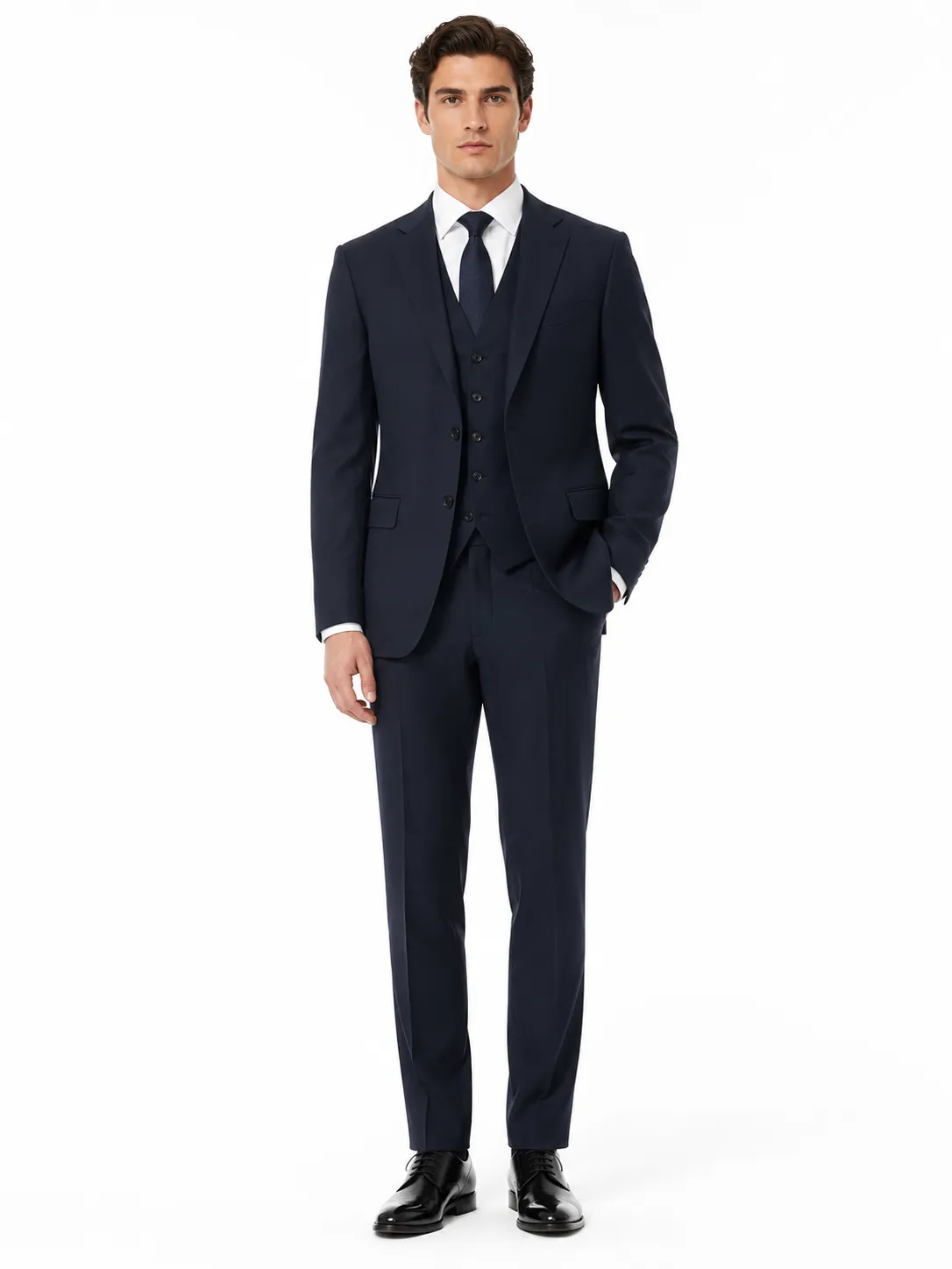 Loro Piana Fabric Man Suit Wool Navy Blue sold by Siebentaschen