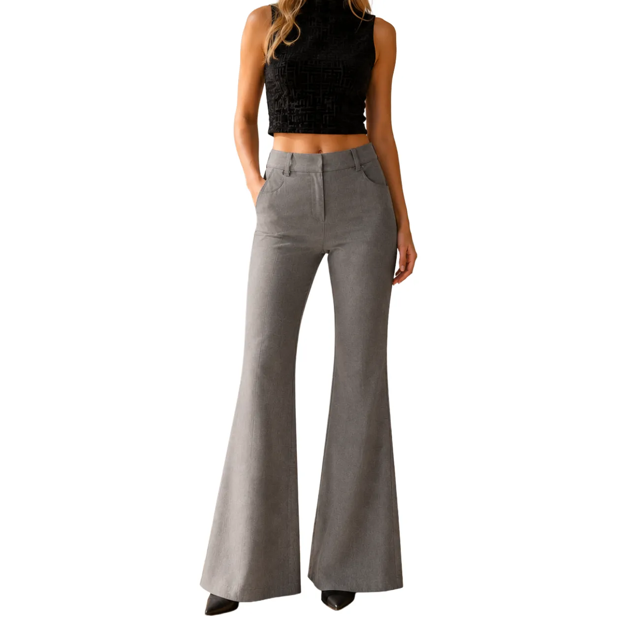Balmain Woman Grey Trousers sold by Siebentaschen