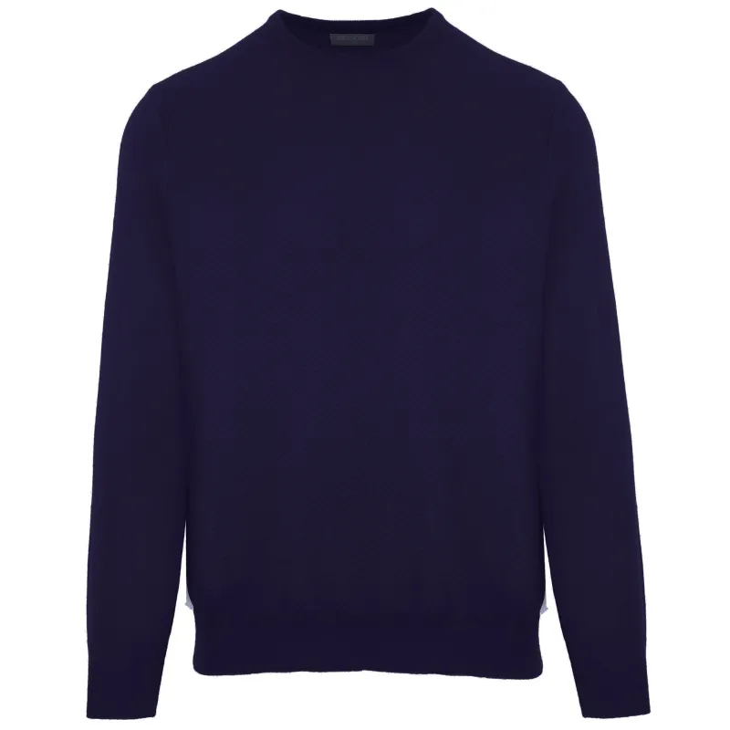 Malo Man Crew Neck Blend Cashmere Navy Sweaters Blue made by Malo