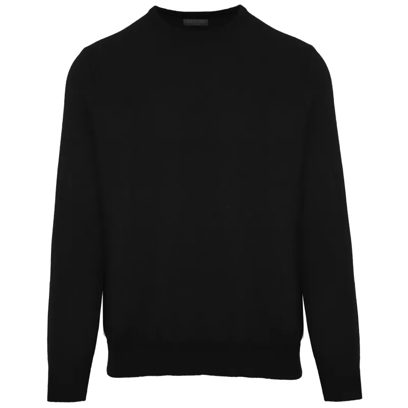 Malo Man Crew Neck Blend Cashmere Sweaters Black made by Malo