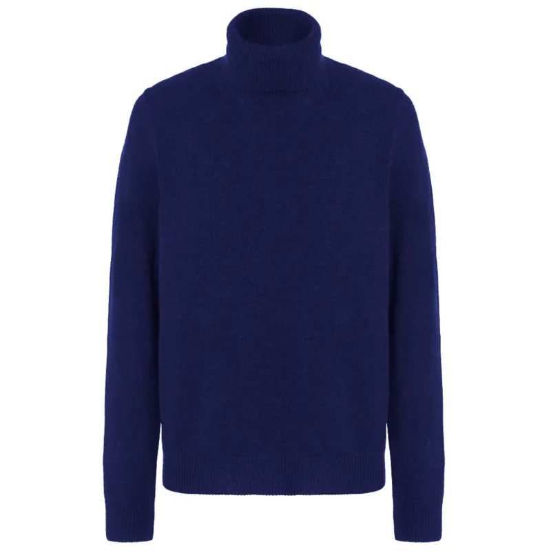 Malo Man Turtleneck Blend Cashmere Navy Blue made by Malo