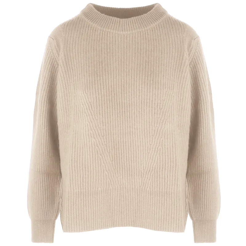 Malo Woman Crew Neck Cashmere Sabbia Sweaters Beige made by Malo