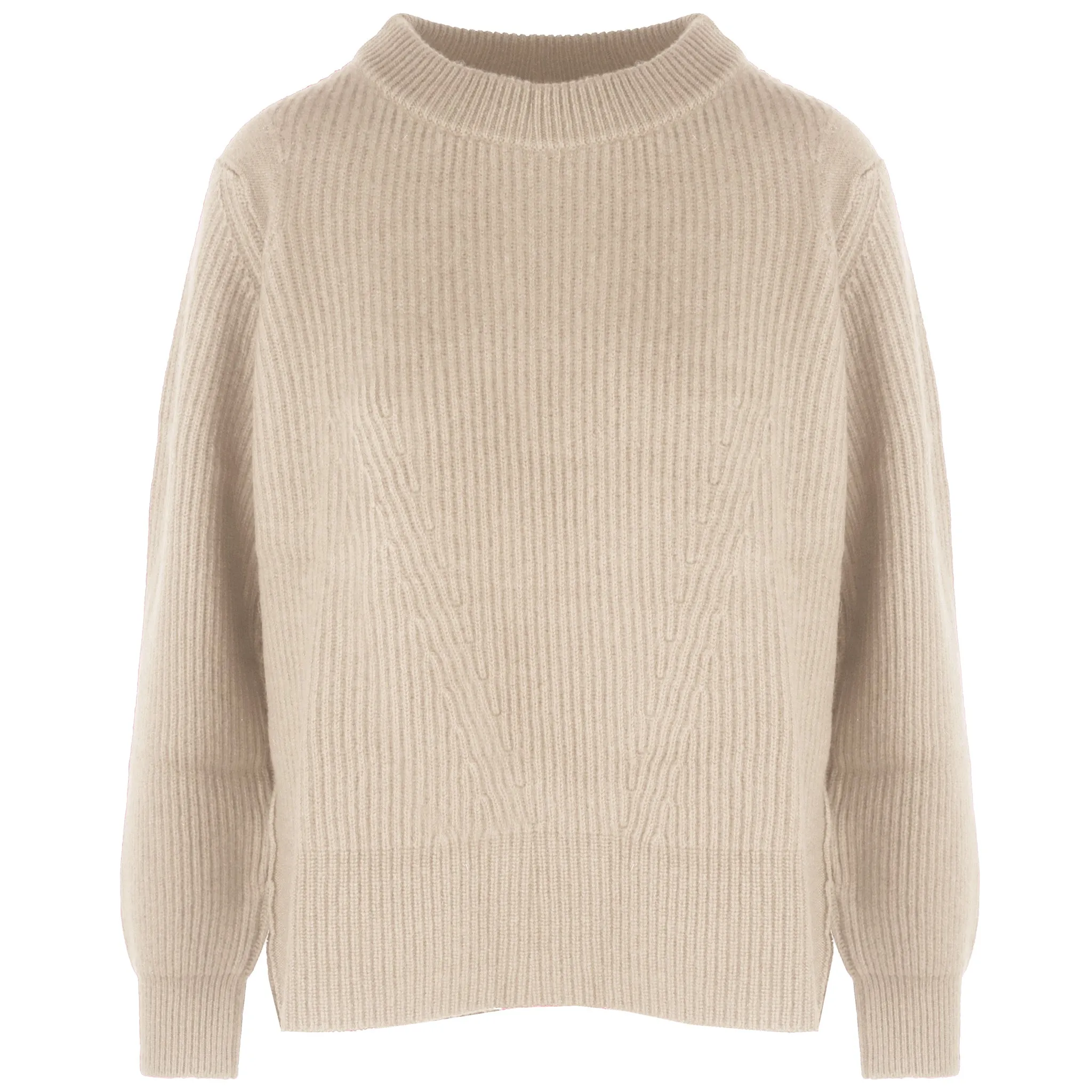 Malo Woman Crew Neck Cashmere Sabbia Sweaters Beige sold by Siebentaschen