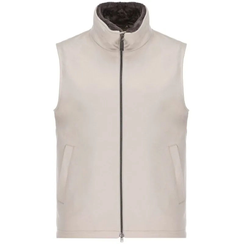 Herno Man Vest Cashmere Beige made by Herno