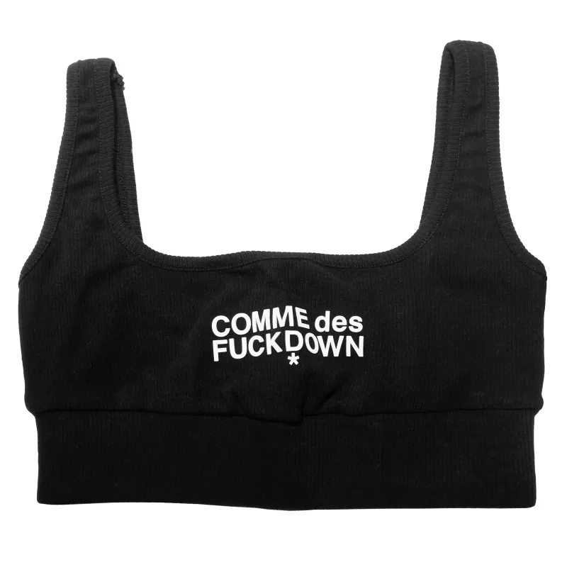 Comme Des Fuckdown Woman Top Cropped Ribbed Black made by Siebentaschen