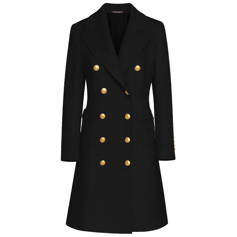 Loro Piana Fabric Woman Coat Black made by Siebentaschen