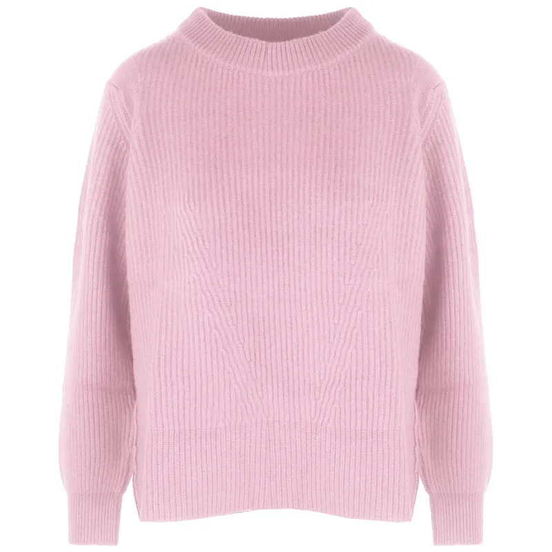 Malo Woman Crew Neck Cashmere Malva Sweaters Pink made by Malo