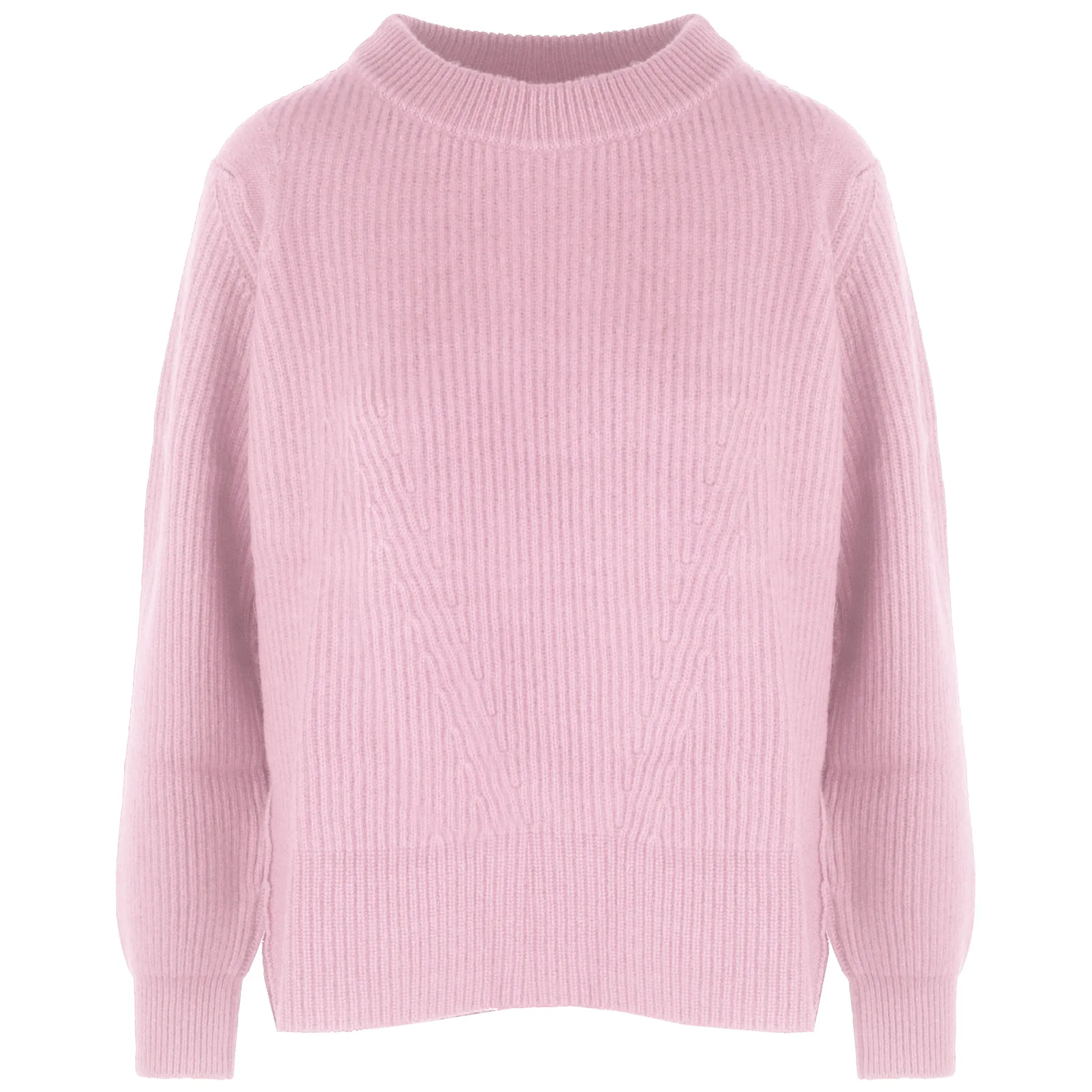 Malo Woman Crew Neck Cashmere Malva Sweaters Pink sold by Siebentaschen