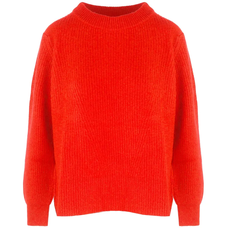 Malo Woman Crew Neck Cashmere Brick Sweaters Orange made by Malo